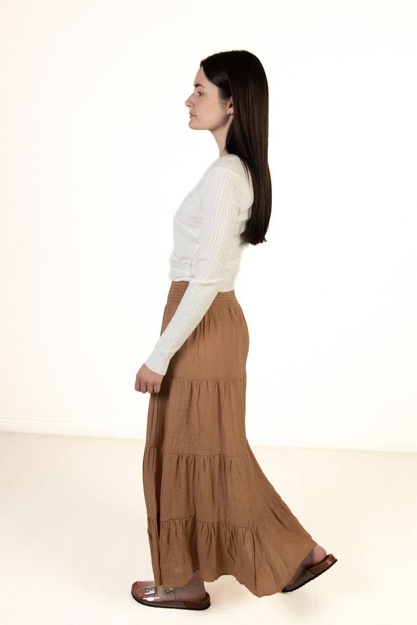 Clay Smocked Waist Maxi Skirt Product Image