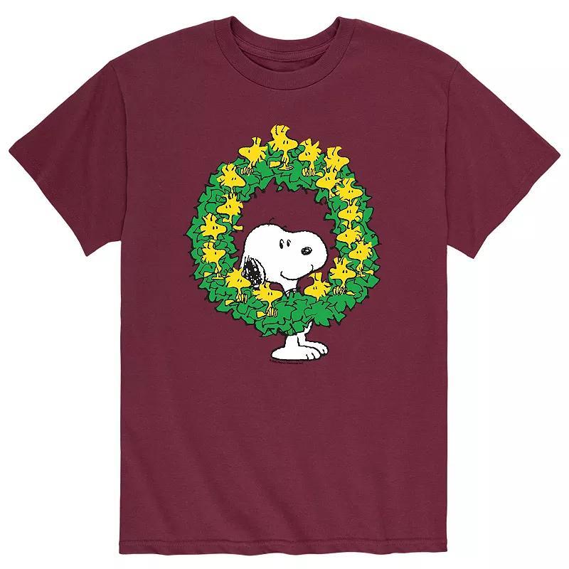 Men's Peanuts Wreath Fam Tee, Size: Large, Red Product Image