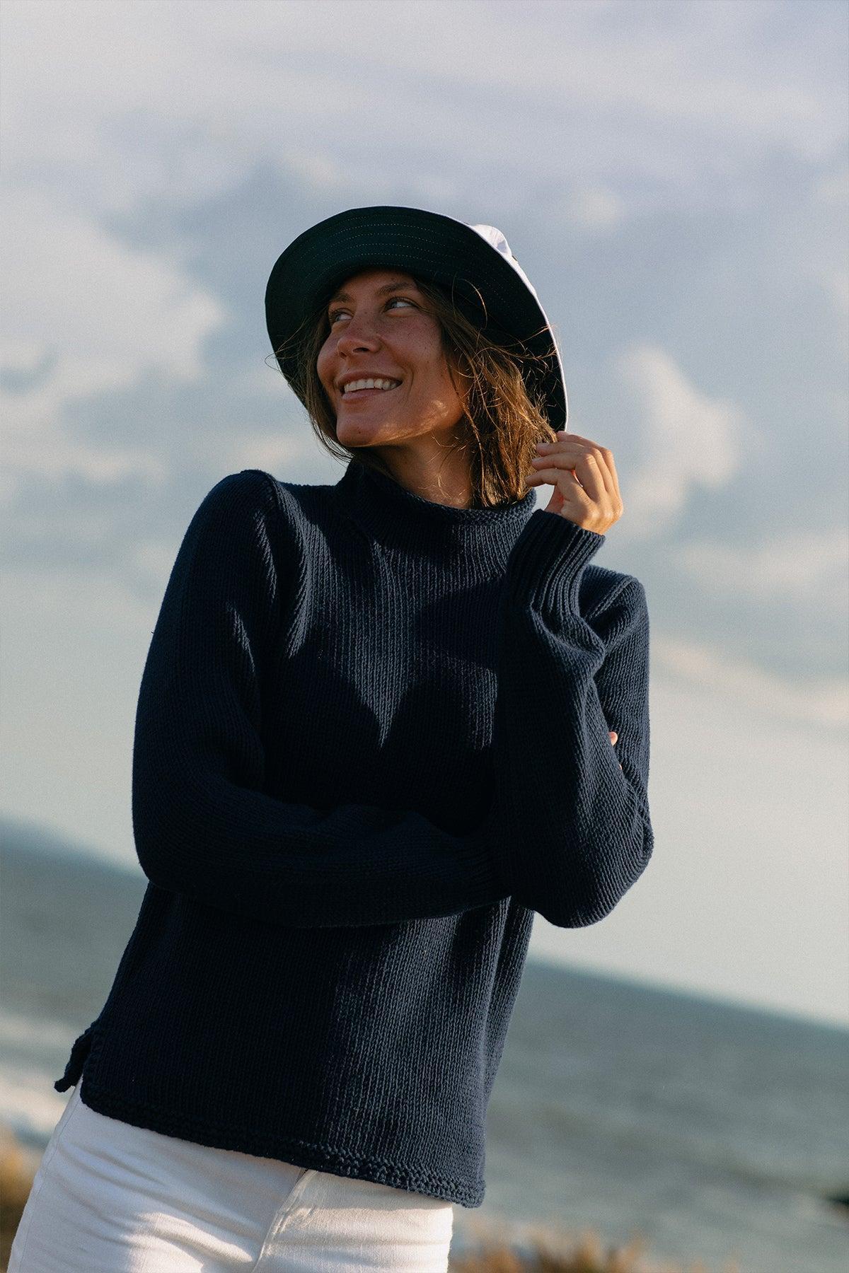 Women's Fisherman's Sweater in Navy Product Image