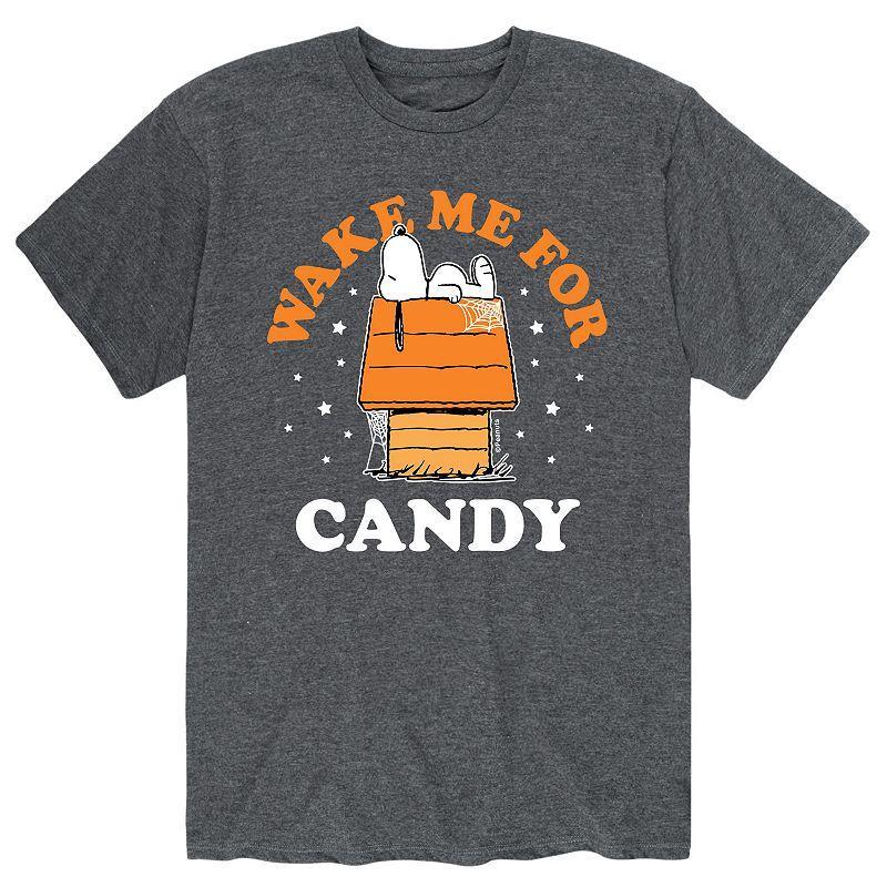 Men's Peanuts Wake Me Up Candy Tee, Size: XL, Gray Product Image