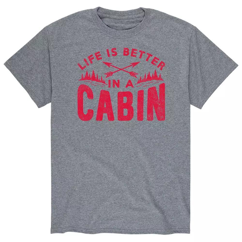 Men's Life Is Better In A Cabin Tee, Size: Large, Athletic Grey Product Image