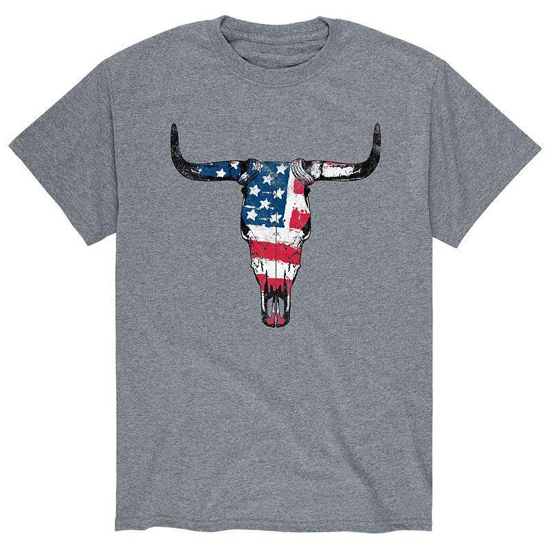 Men's American Flag Steer Skull Tee,  Product Image