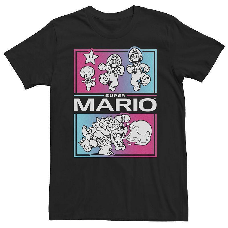 Men's Super Mario Group Shot Gradient Pane Tee,  Product Image