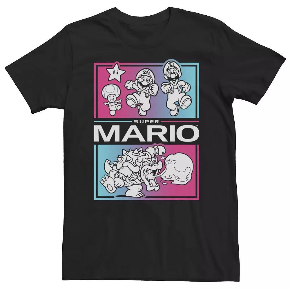 Men's Super Mario Group Shot Gradient Pane Tee,  Product Image