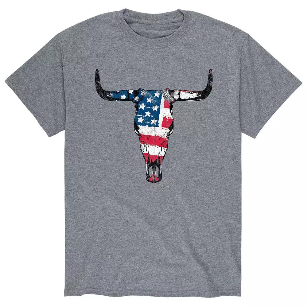 Men's American Flag Steer Skull Tee,  Product Image