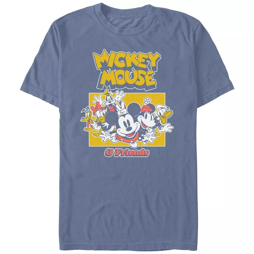 Men's Comfort Colors® Disney's Mickey Mouse And Friends Happy Group Graphic Tee, Size: Small, Blue Jean Product Image