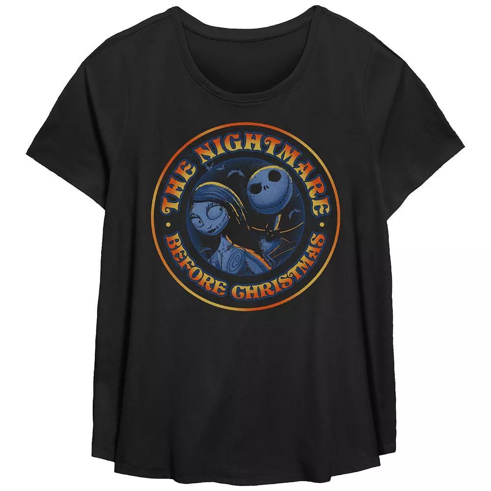 Disney's The Nightmare Before Christmas Jack Skellington And Sally Stamp Plus Size Flowy Graphic Tee, Women's, Size: 3XL, Black Product Image