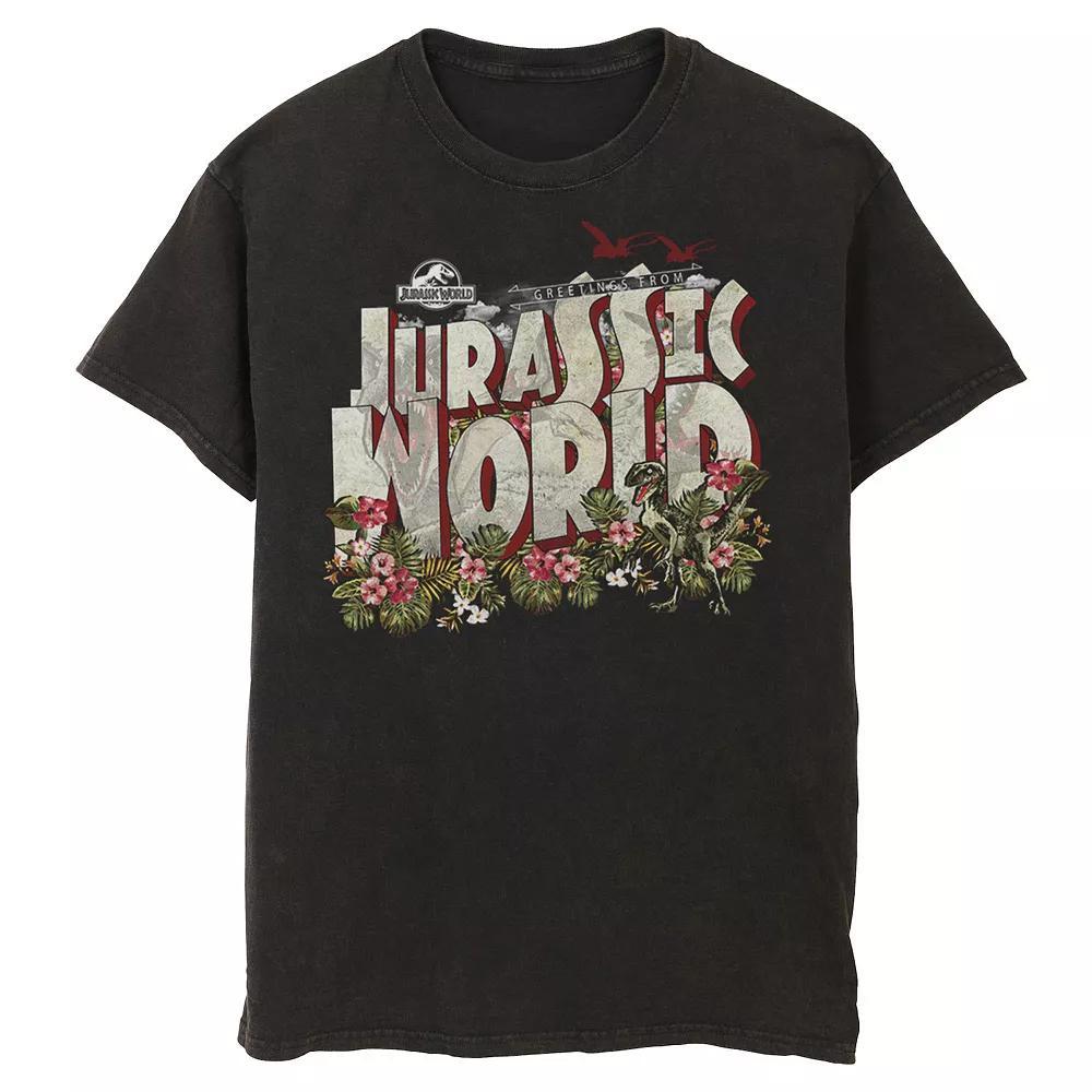 Men's Jurassic World Tropical Raptor Postcard Tee, Size: XXL, Black Product Image