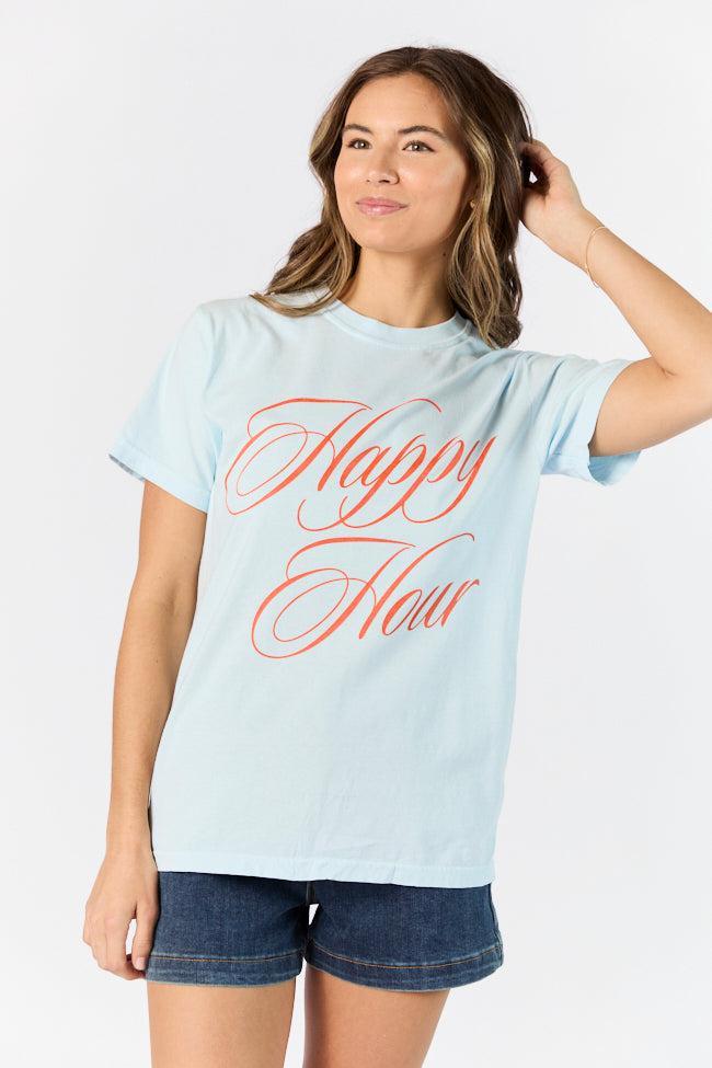 Happy Hour Chambray Comfort Color Graphic Tee SALE Product Image