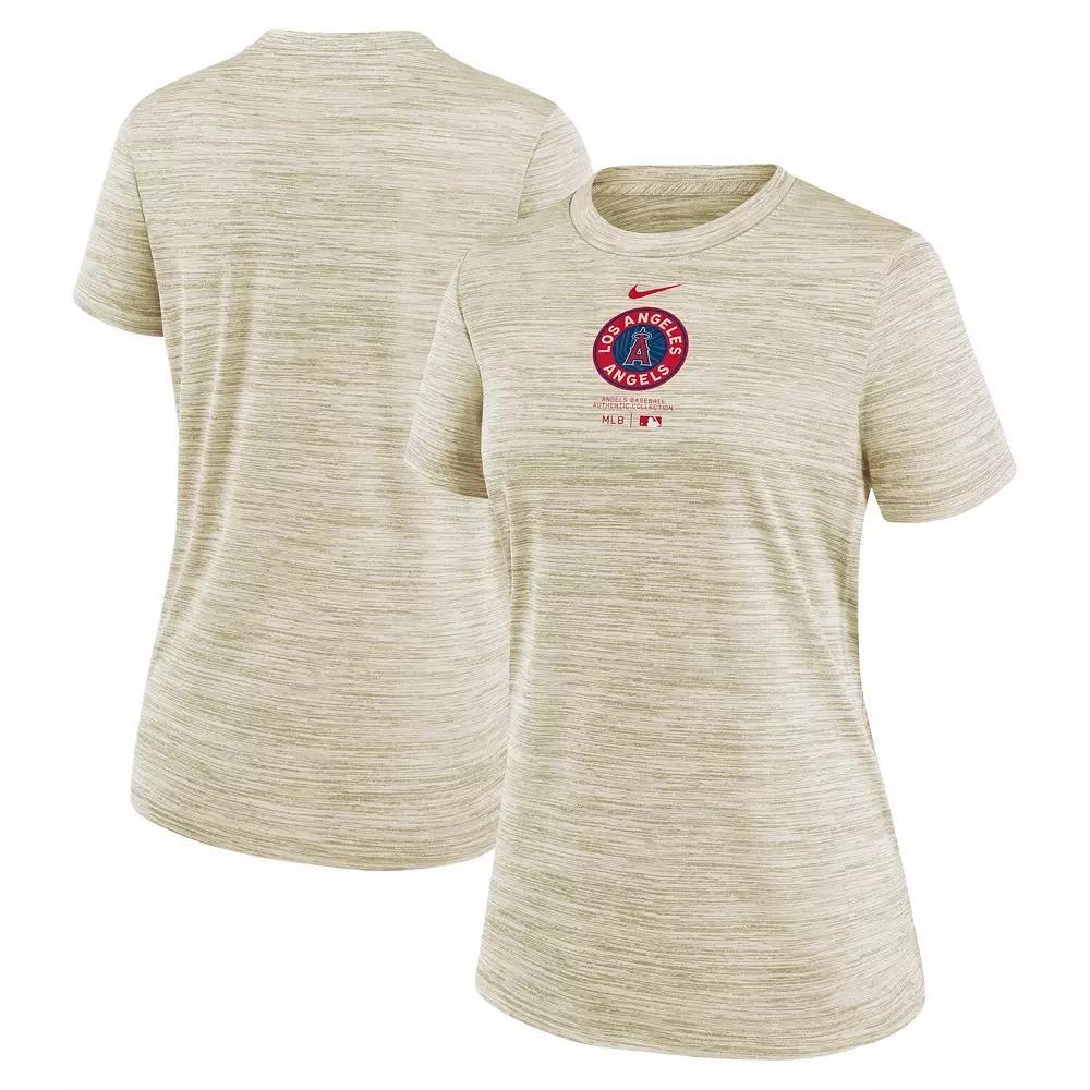 Women's Nike Cream Los Angeles Angels City Connect Practice Velocity T-Shirt, Size: Medium, Beige Product Image