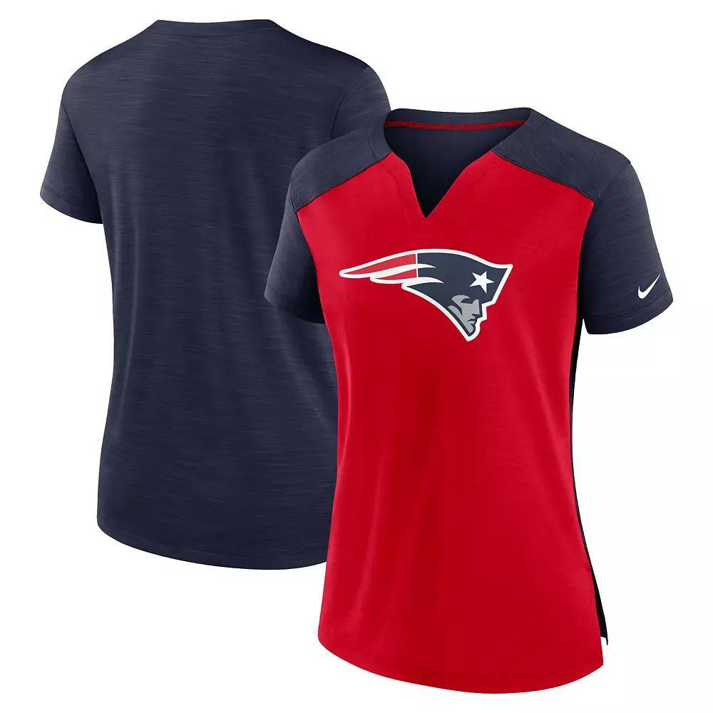 Women's Nike Red/Navy New England Patriots Impact Exceed Performance Notch Neck T-Shirt, Size: Small Product Image