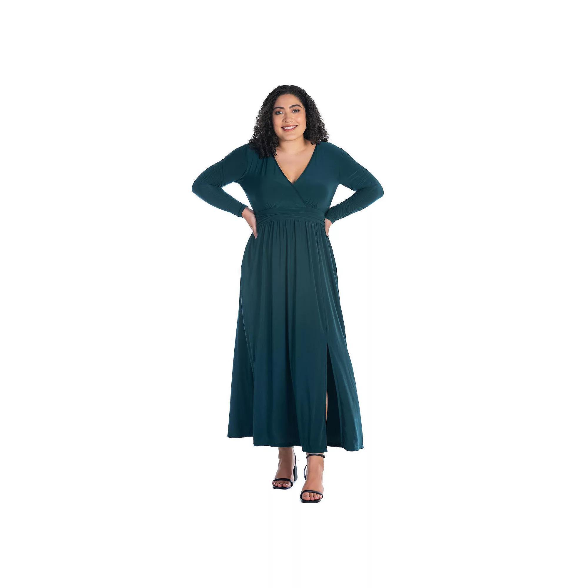 24seven Comfort Apparel Womens Long Sleeve Maxi Dress Plus Product Image