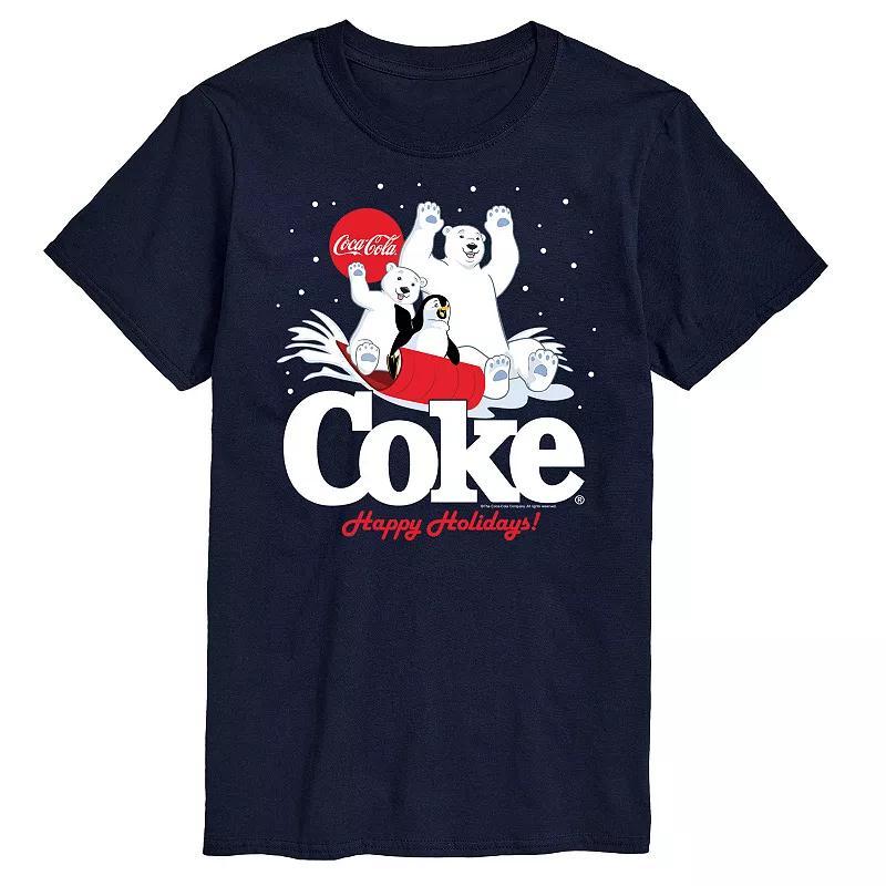 Men's CocaCola Happy Holidays Sledding Tee, Size: Medium, Black Product Image