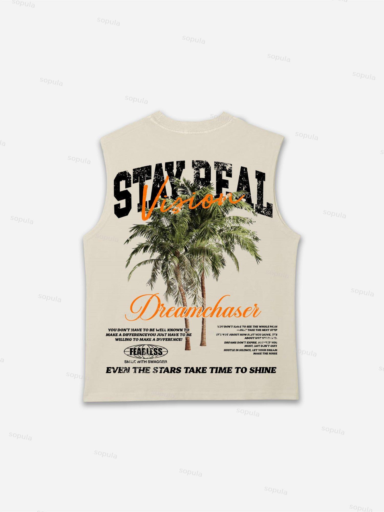 Stay Real Coconut Vacation Vintage Graphic Tank Top Product Image