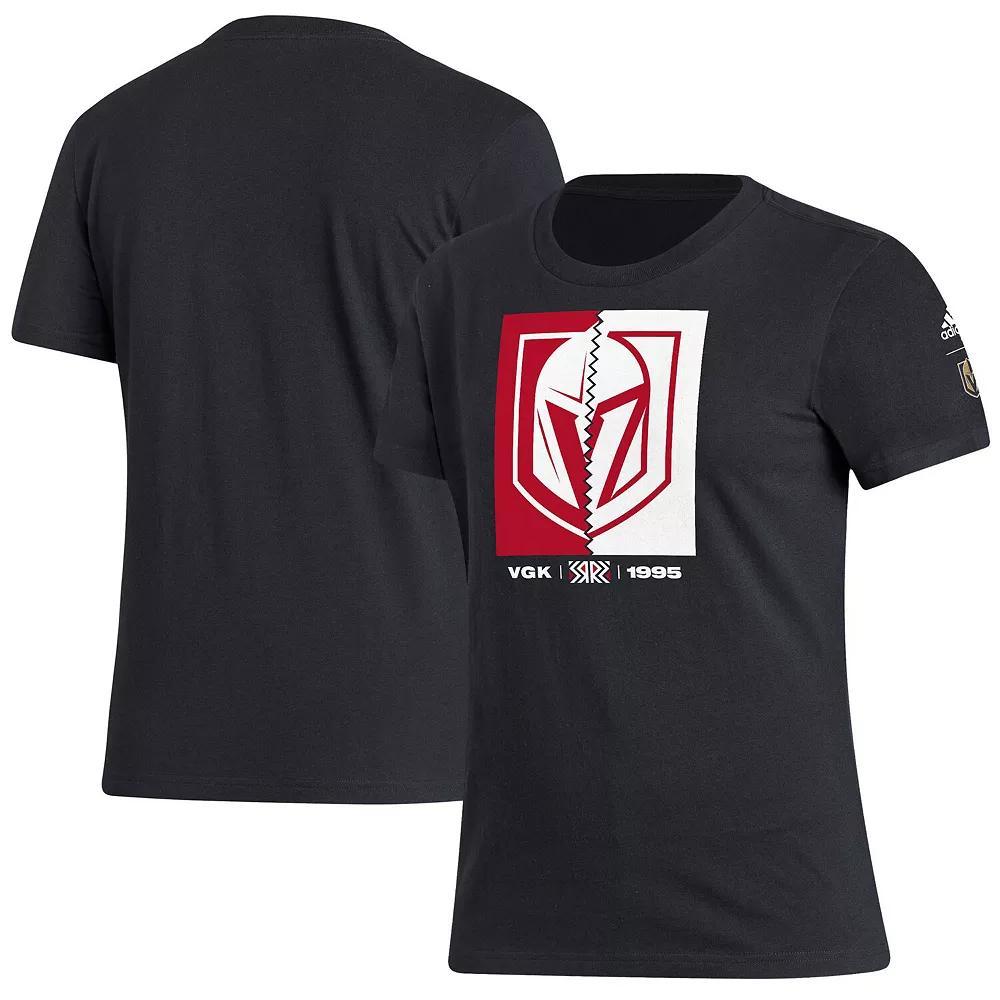 Women's adidas Black Vegas Golden Knights Reverse Retro 2.0 Playmaker T-Shirt, Size: Small, Lvk Black Product Image