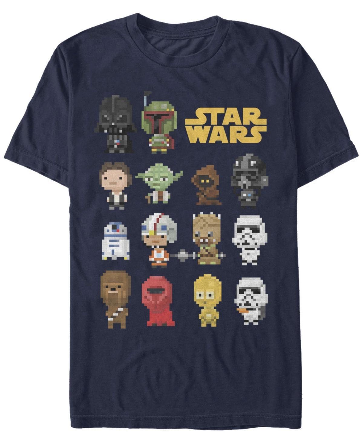 Mens Star Wars Heroes Villains 8-Bit Pixel Sprites Graphic Tee Blue Product Image