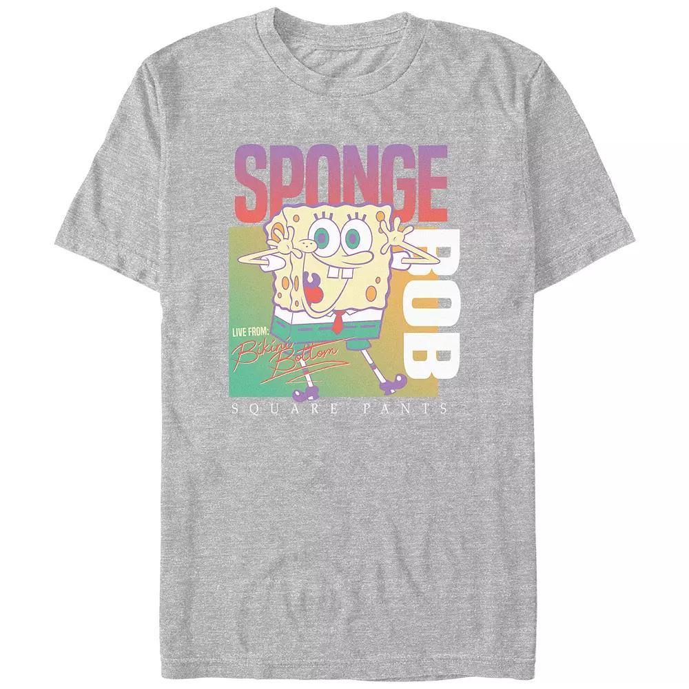 Juniors' SpongeBob Squarepants Live From Bikini Bottom Boyfriend Graphic Tee, Women's, Size: Medium, Athletic Grey Product Image