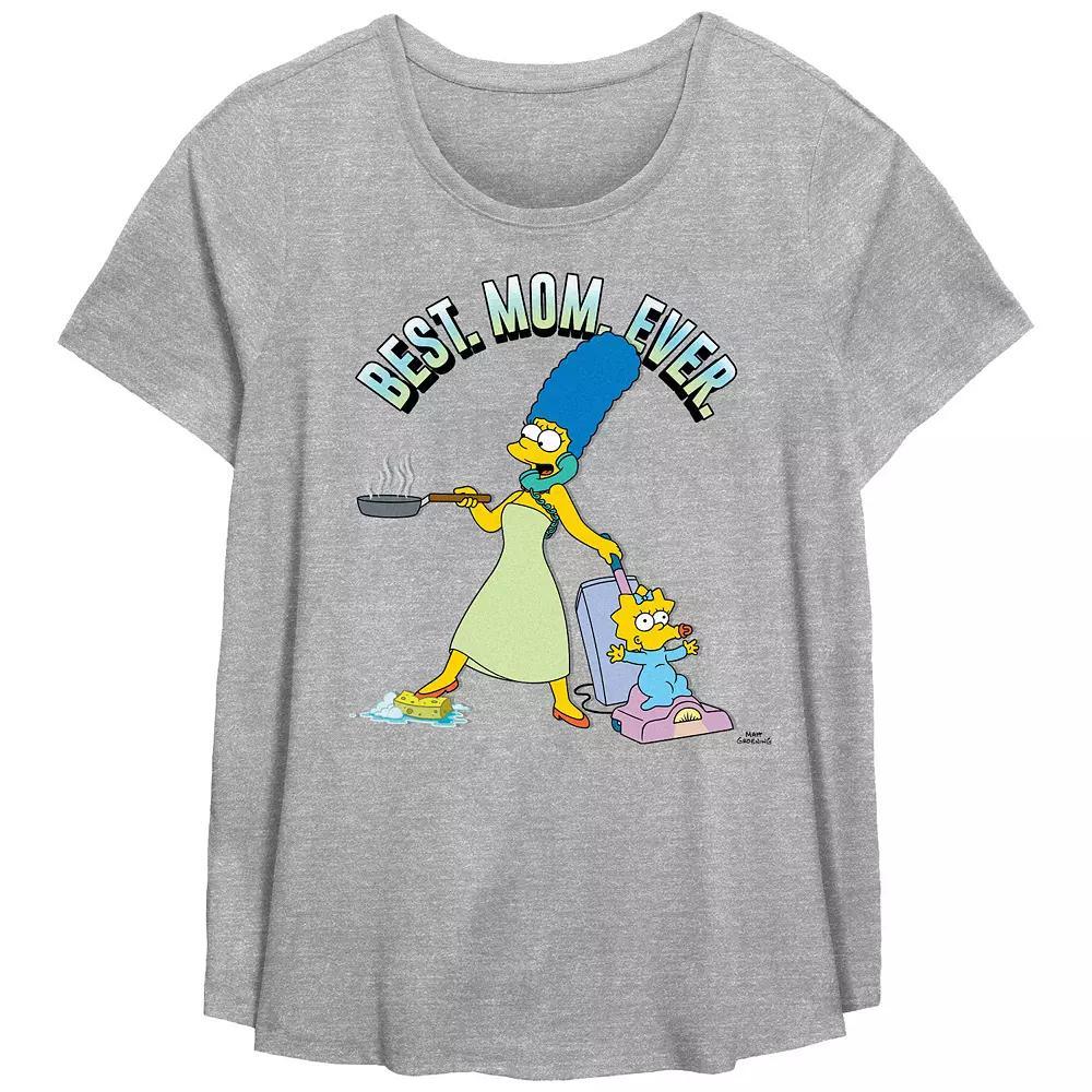 Plus Size The Simpsons Best Mom Ever Scoop Hem Flowy Graphic Tee, Women's, Size: 5XL, Green Product Image