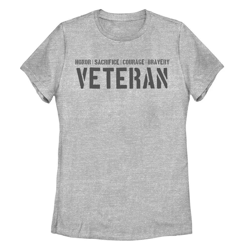 Junior's Attributes Of A Veteran Tee, Girl's, Size: XL, Athletic Grey Product Image