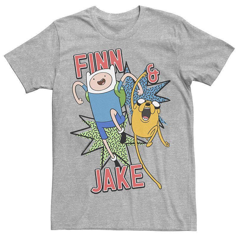 Men's Cartoon Network Adventure Time Finn & Jake Kapows Tee, Size: Small, Royal Grey Product Image