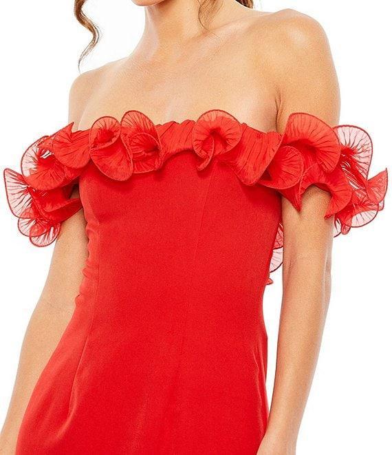 Mac Duggal Off-the-Shoulder Ruffle Embellished Sheath Gown Product Image