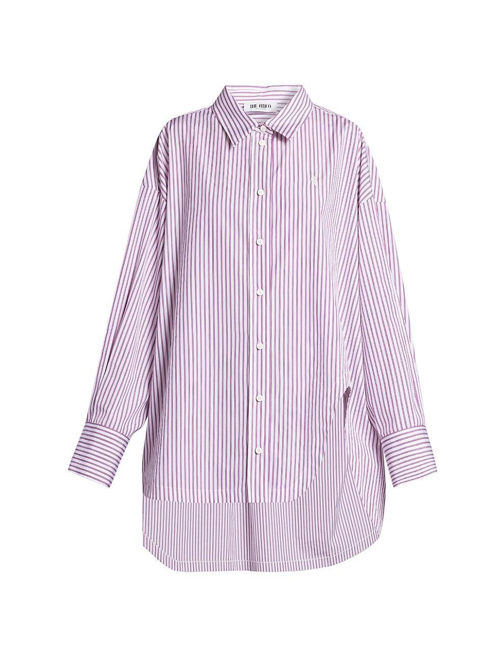 Womens Striped Cotton Button-Front Shirt Size 0 Product Image