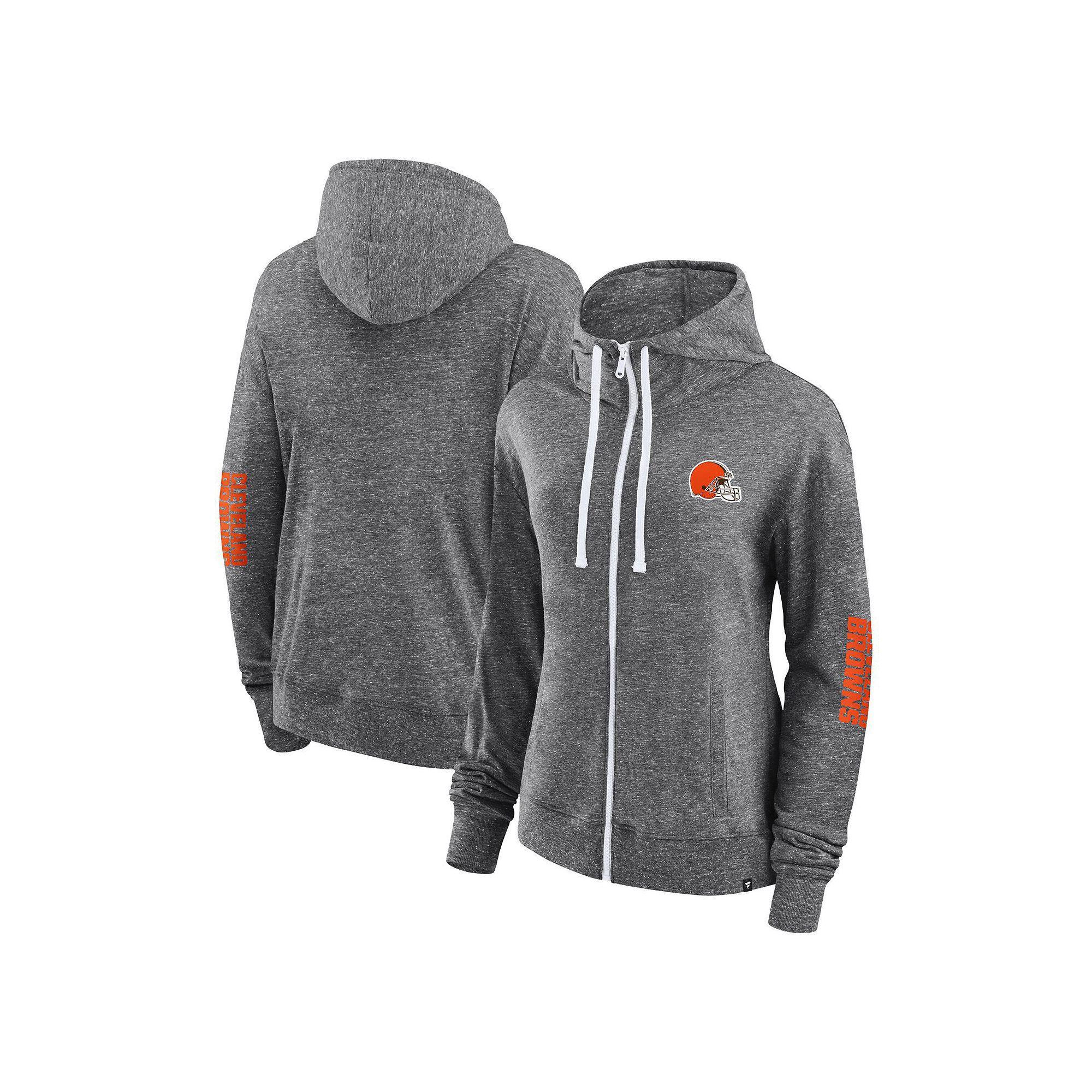 Women's Fanatics Branded Heather Charcoal Cleveland Browns Opening Coin Flip Hoodie Full-Zip Sweatshirt, Size: XS Product Image