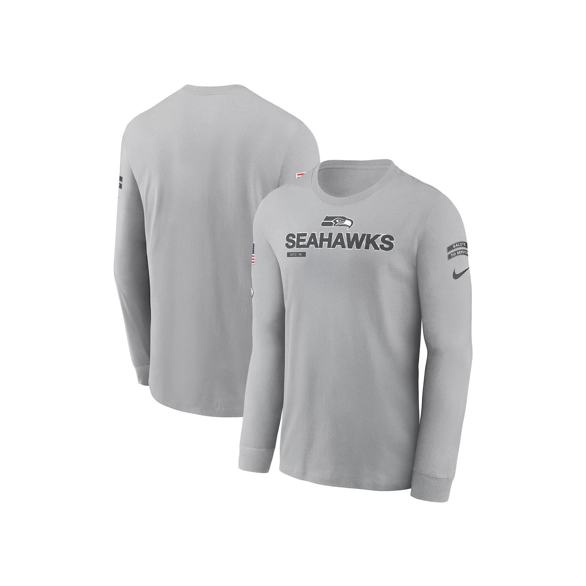 Men's Nike Gray Seattle Seahawks 2024 Salute To Service Long Sleeve T-Shirt, Size: 2XL, Grey Product Image