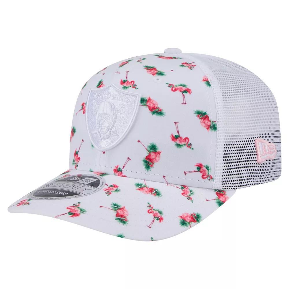 Men's New Era White Las Vegas Raiders Adventure Flamingo Pattern 9SEVENTY Stretch-Snap Hat, Lvr White Product Image