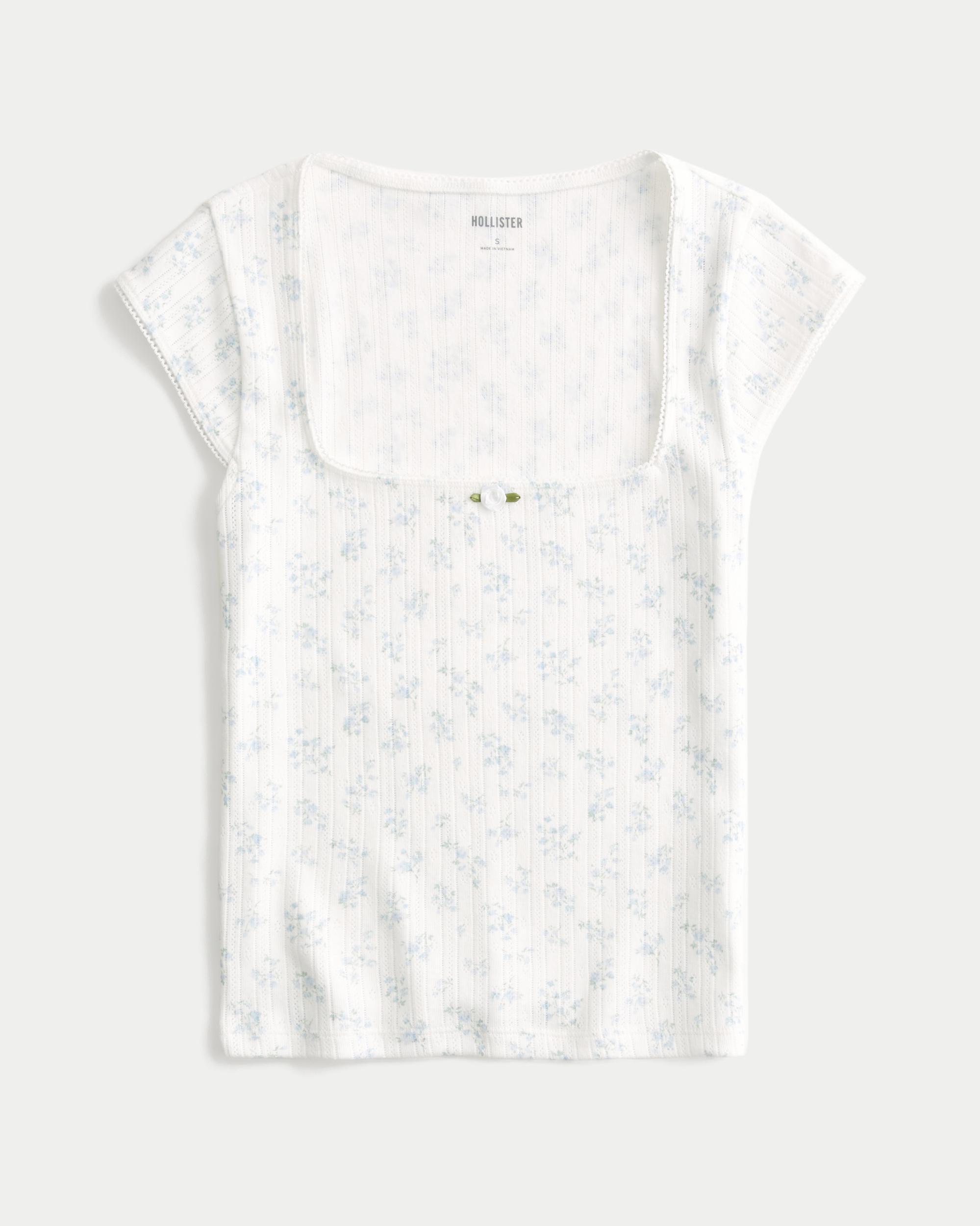 Pointelle Square-Neck Top Product Image