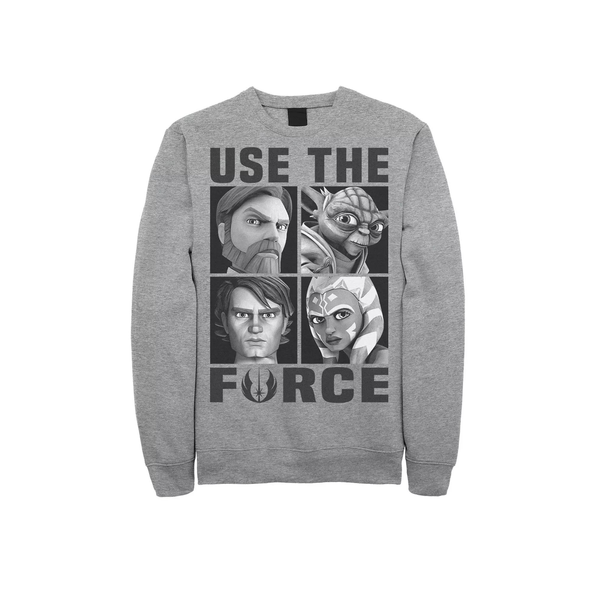 Men's Star Wars: Clone Wars Use The Force Character Box Up Sweatshirt, Size: XL, Athletic Grey Product Image