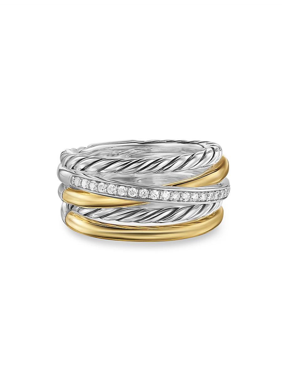 Womens Crossover Five Row Ring in Sterling Silver Product Image