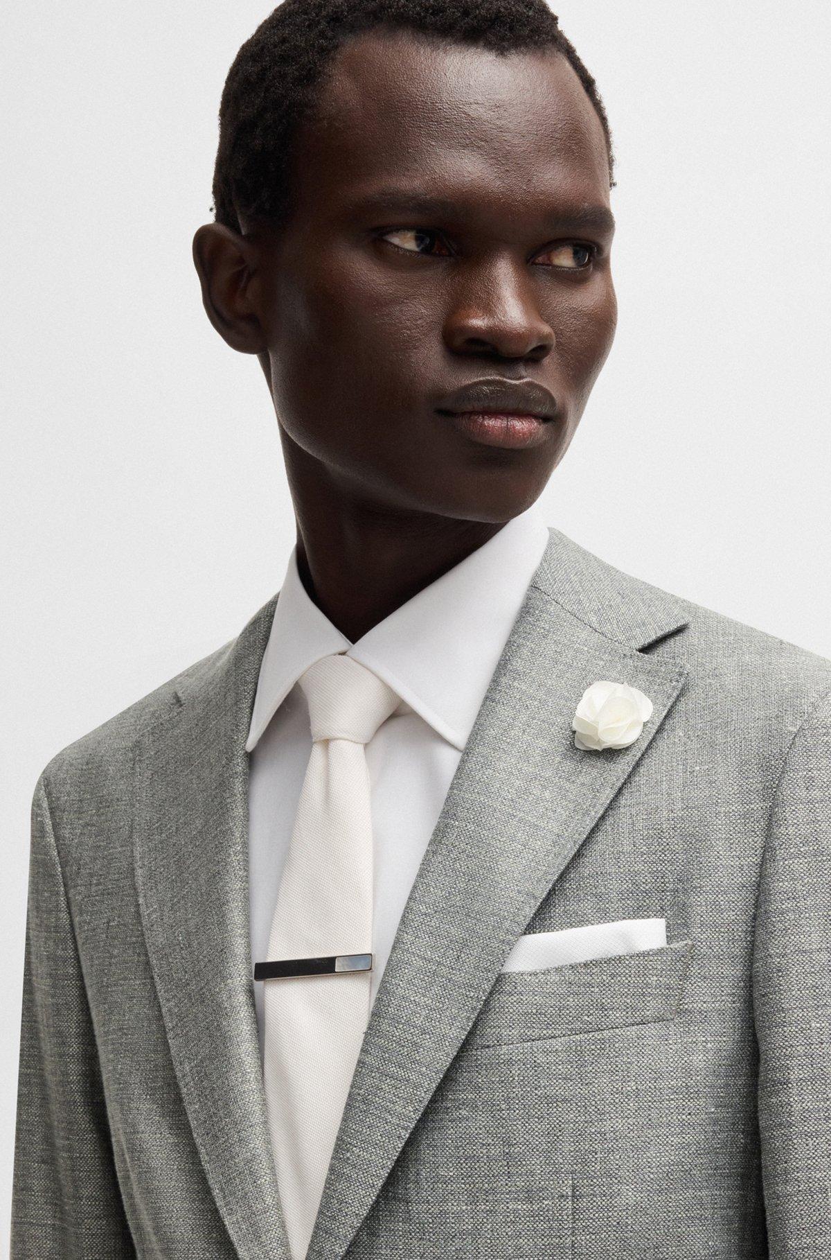 Slim-fit blazer in micro-patterned fabric Product Image