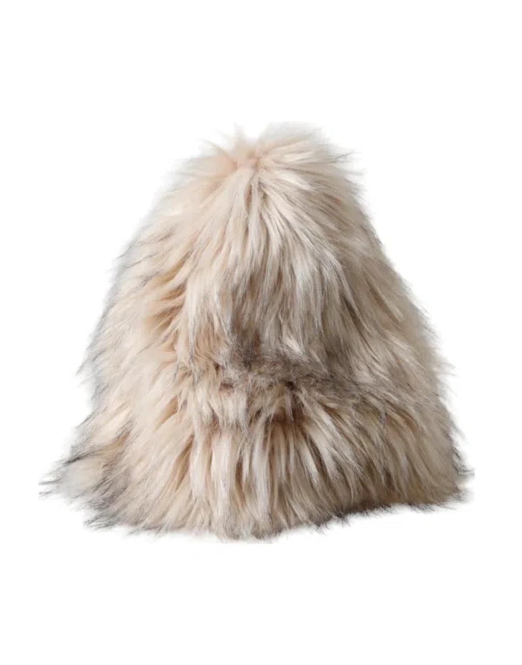 DOLCE & GABBANA Beige Acrylic Fur Women Bucket Hat Product Image