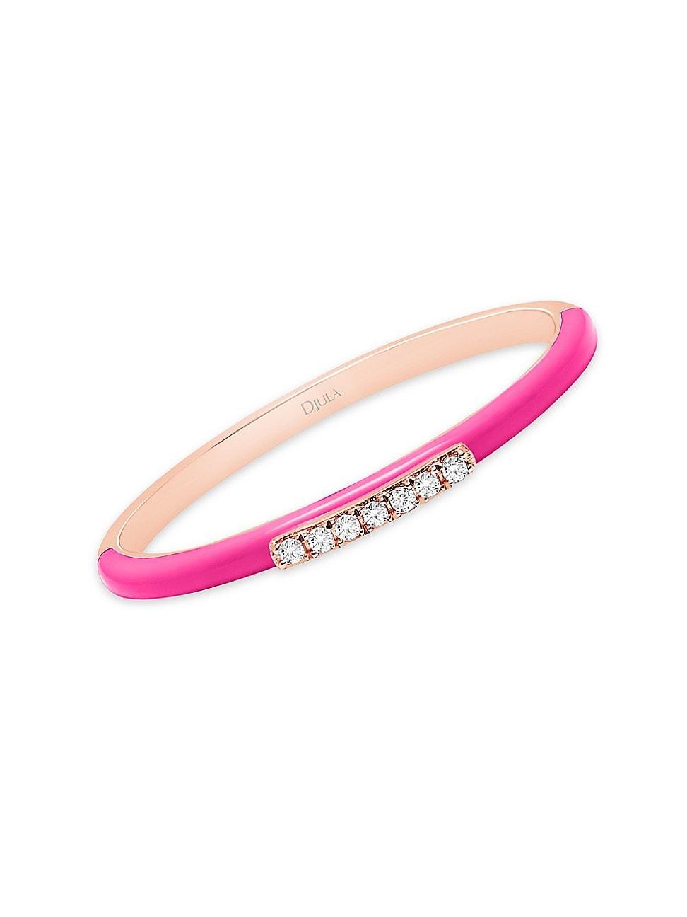 Womens Marbella 14K Pink Gold, Pink Enamel & Diamond Ring Product Image