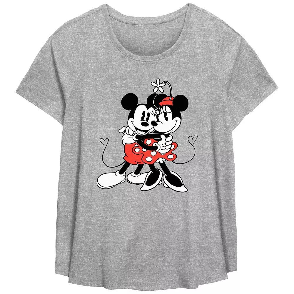 Disney's Mickey Mouse And Minnie Mouse Sweet Hug Plus Size Flowy Graphic Tee, Women's, Size: 2XL, Grey Gray Product Image
