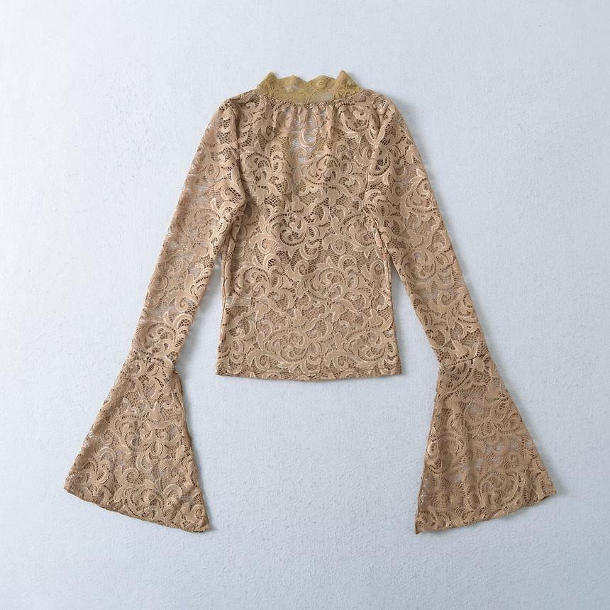 Flared-Cuff Lace Top Product Image