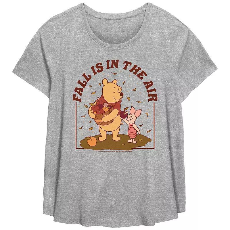 Disney's Winnie The Pooh Fall Is In The Air Plus Size Flowy Graphic Tee, Women's, Size: 4XL, Grey Gray Product Image