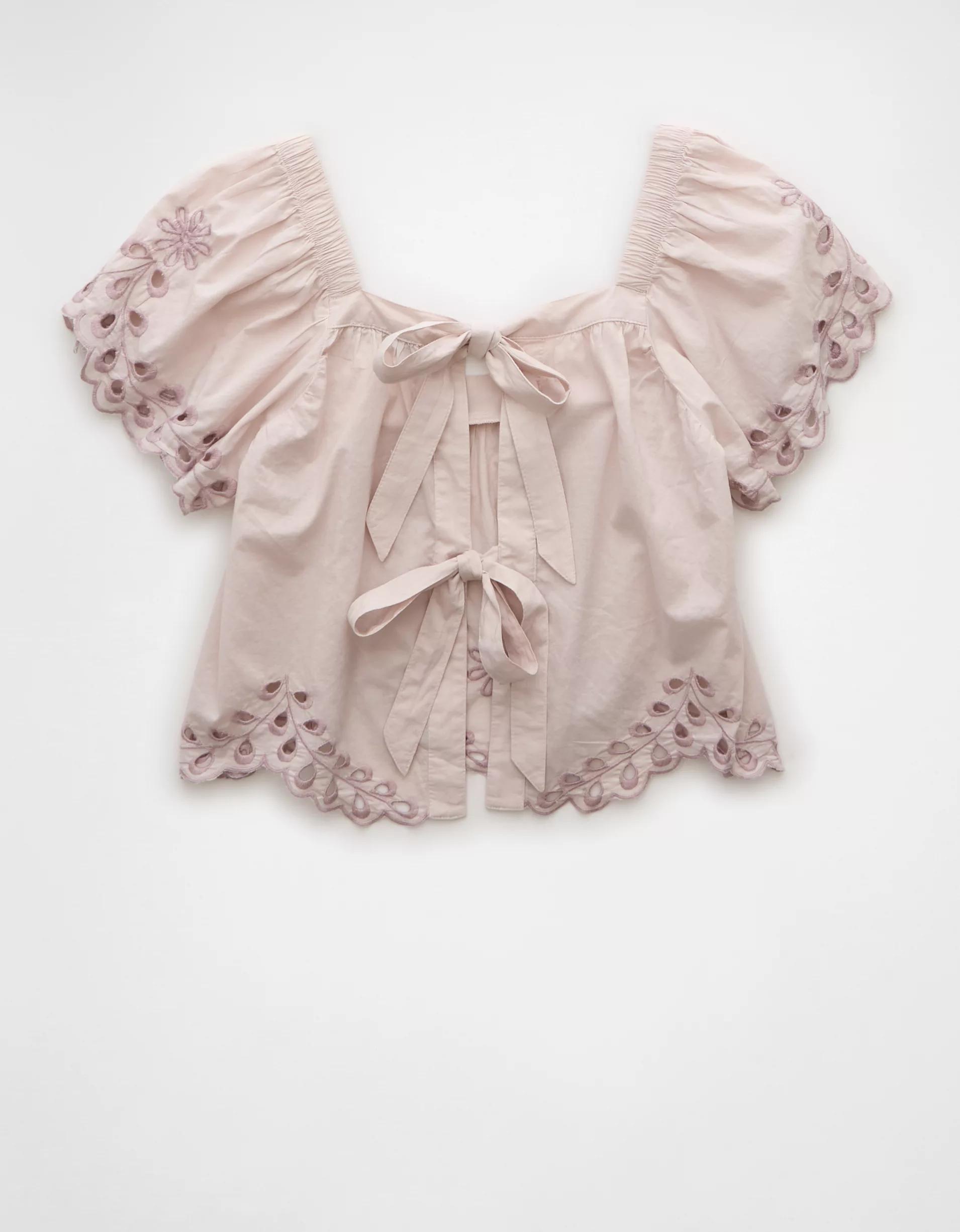 AE Tie Back Eyelet Crop Top Product Image