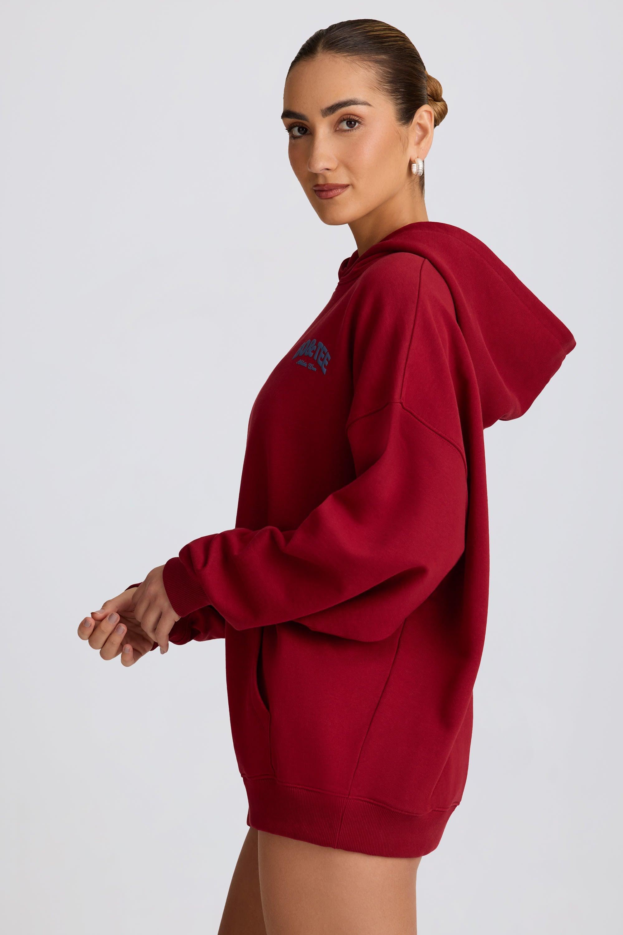 Oversized Hoodie in Burgundy Product Image