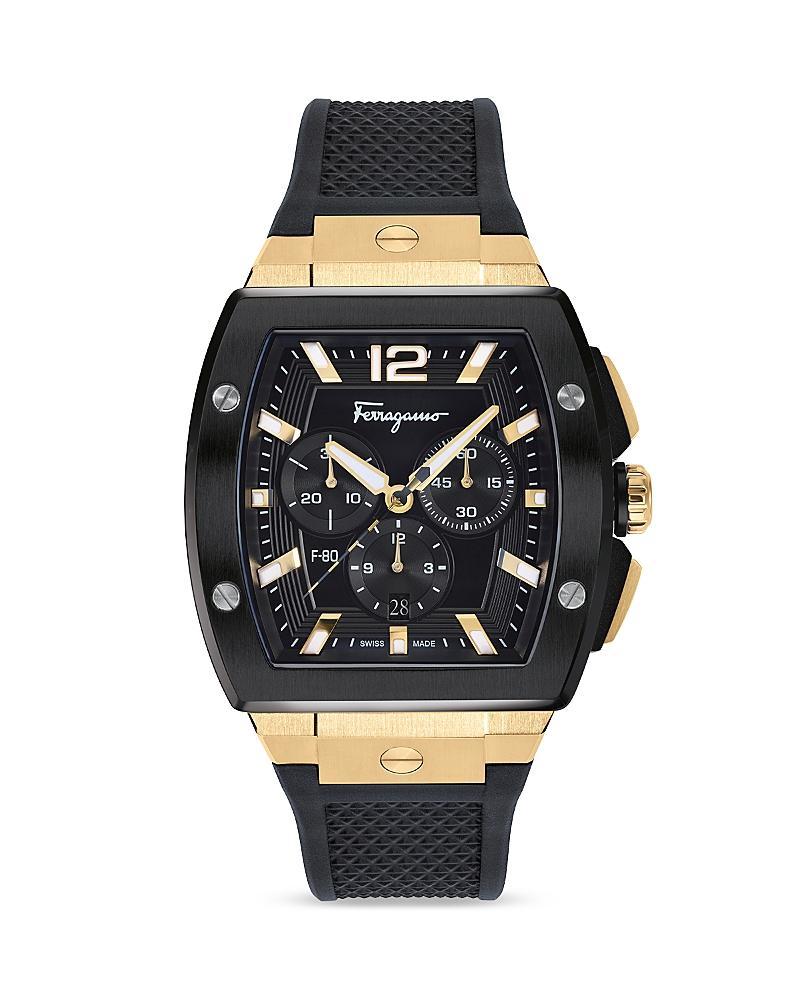 Ferragamo F-80 Tonneau Ion Plated Stainless Steel Chronograph Watch, 41.8mm Product Image