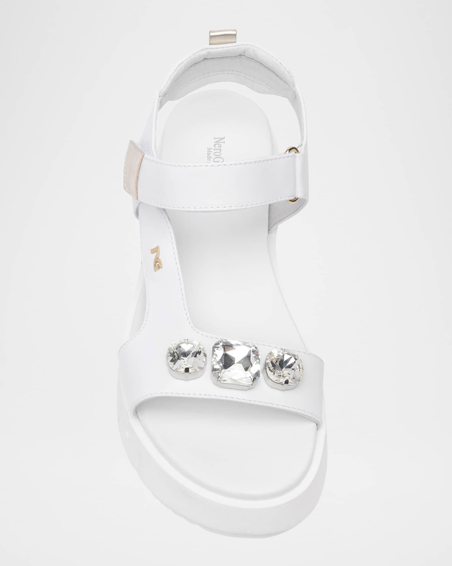 Stone Embellished Leather Sandals Product Image