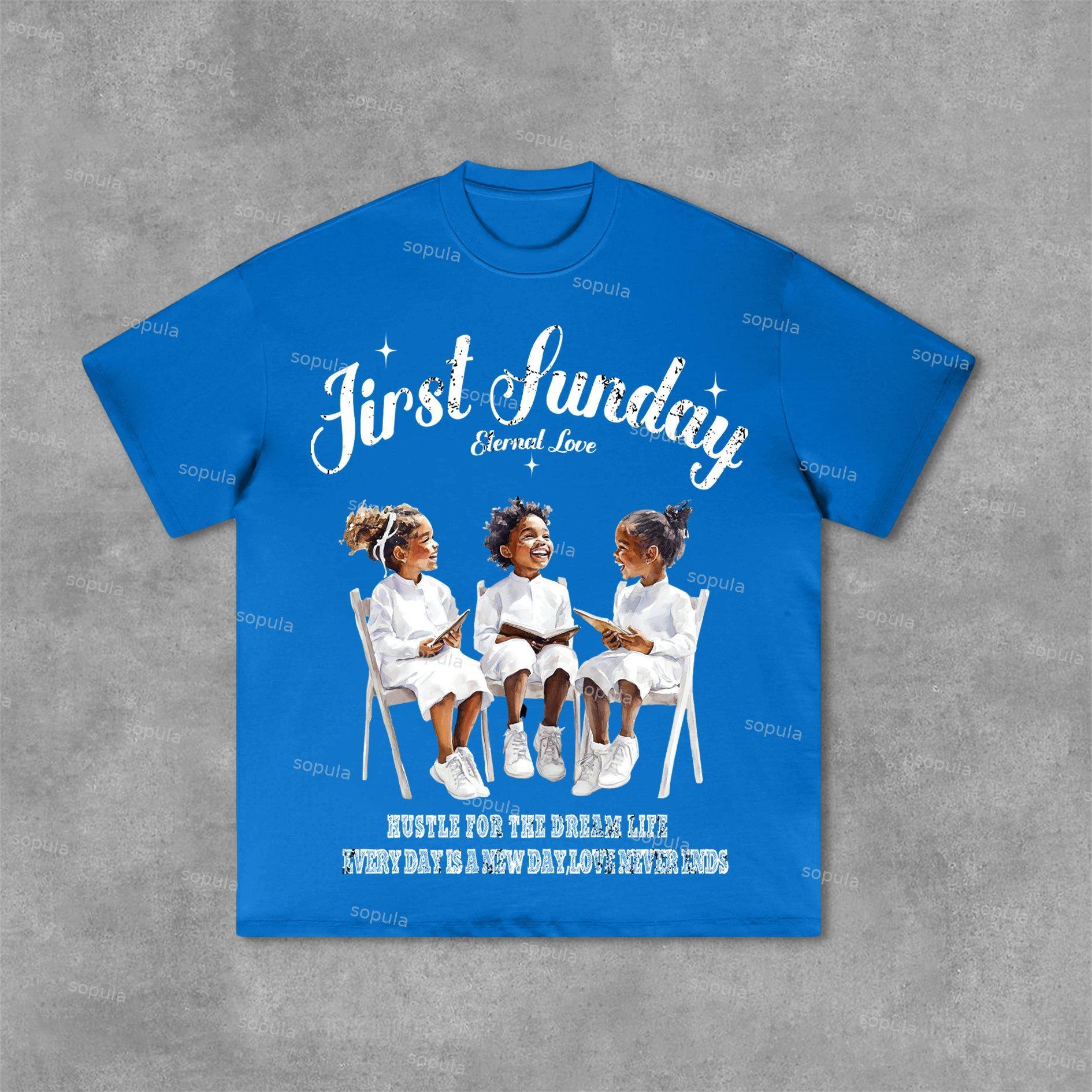 Sopula First Sunday Graphics Print Cotton T-Shirt Product Image