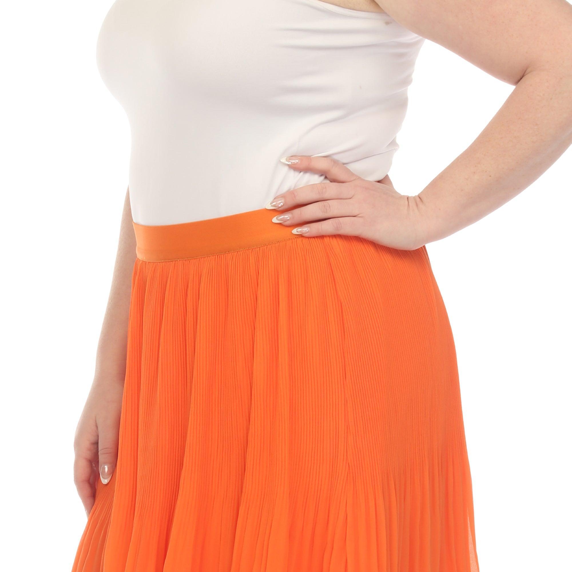 Plus Size Pleated Chiffon Midi Skirt Product Image
