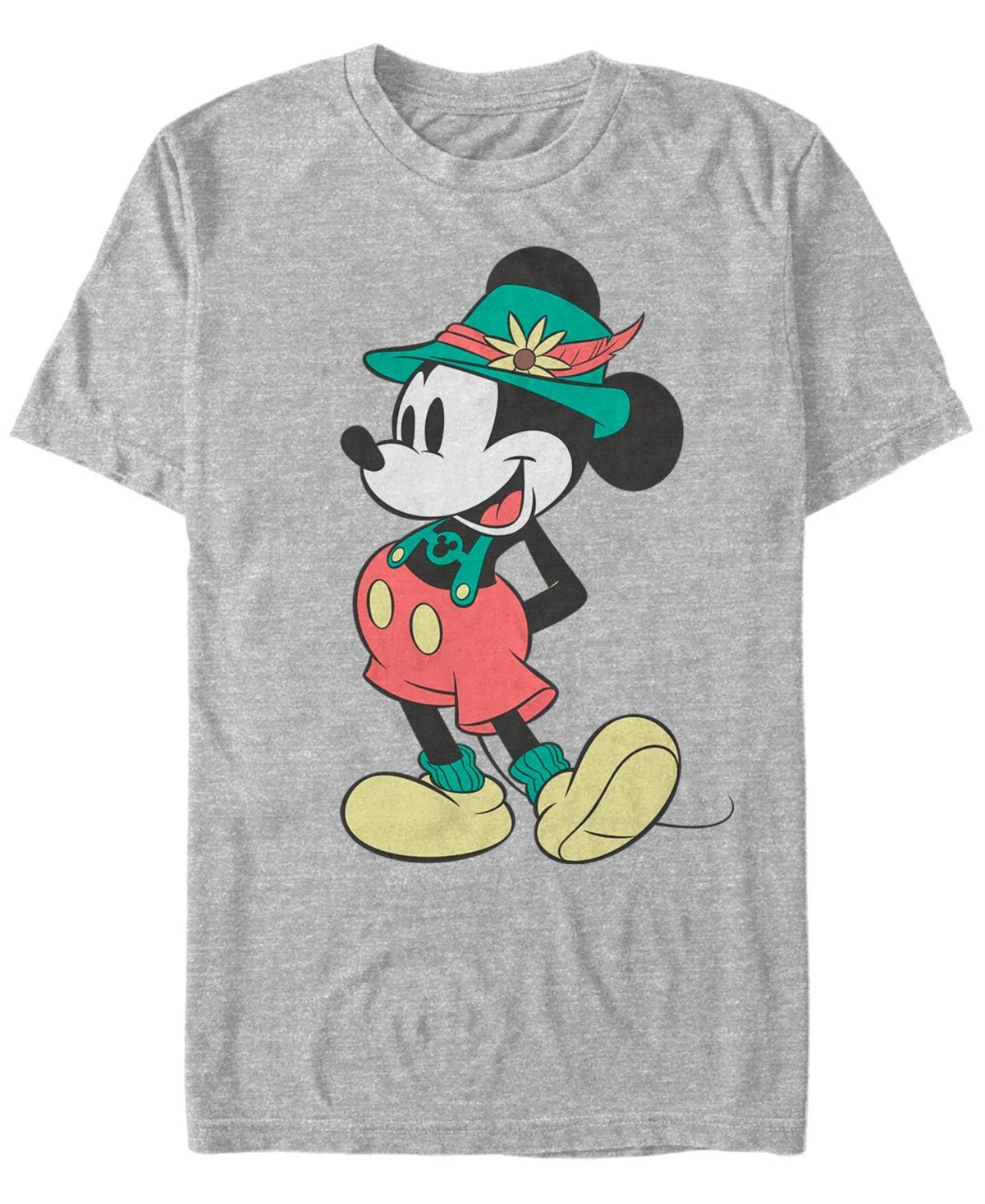 Disney's Mickey Mouse Happy Lederhosen Portrait Men's Tee, Size: XXL, Athletic Grey Product Image