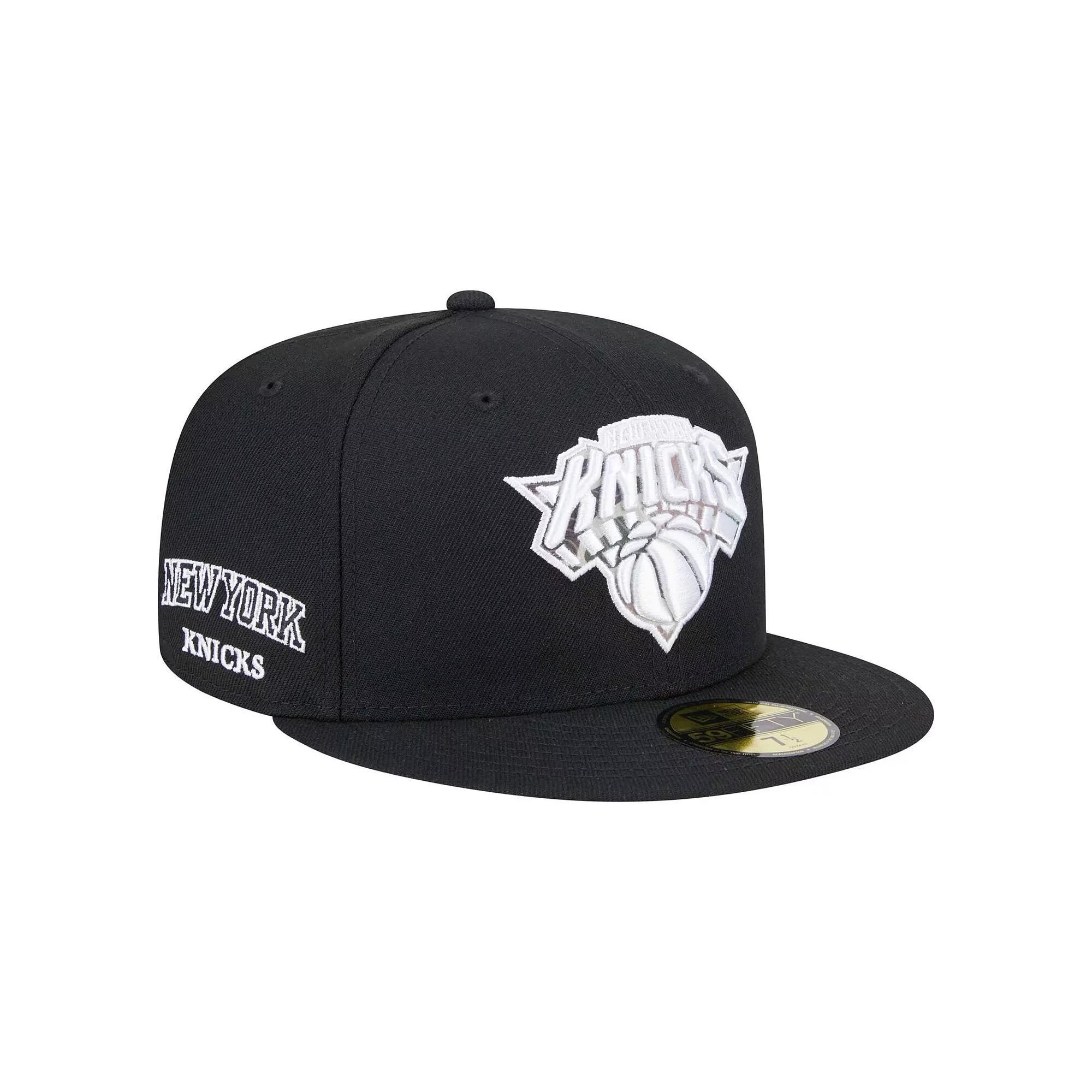 Men's New Era Black New York Knicks Camo Print UV 59FIFTY Fitted Hat,  Product Image