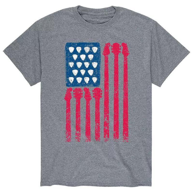 Men's Guitar American Flag Tee, Size: XL, Gray Product Image