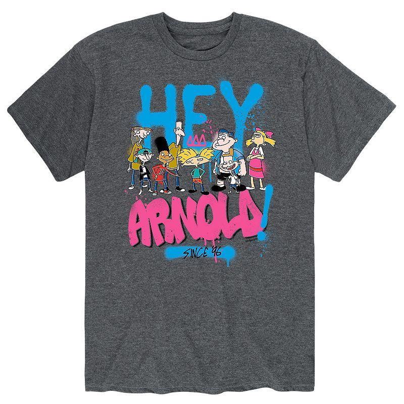 Men's Hey Arnold! Hey Arnold Pink Spray Paint Tee, Size: XL, Grey 2 Product Image