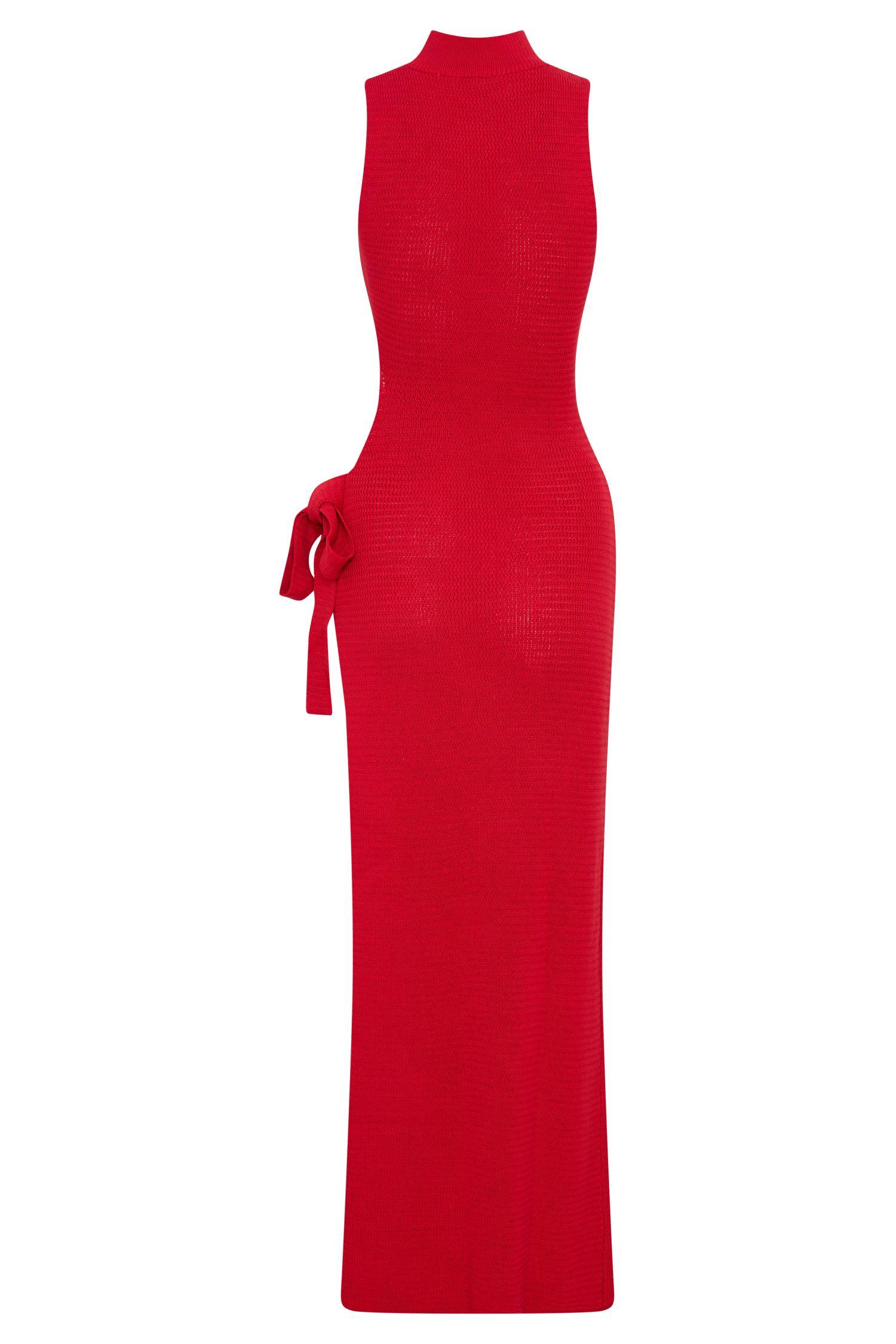 Stephanie Cut Out Knit Maxi Dress - Red Product Image