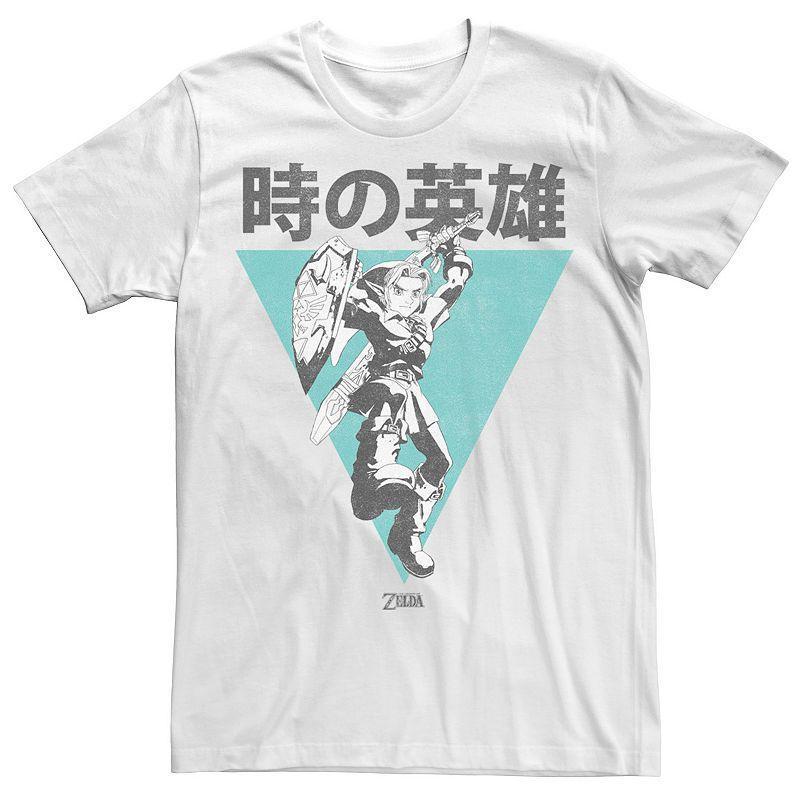 Men's Nintendo Legend Of Zelda Link Kanji Triangle Poster Graphic Tee, Size: XL, White Product Image